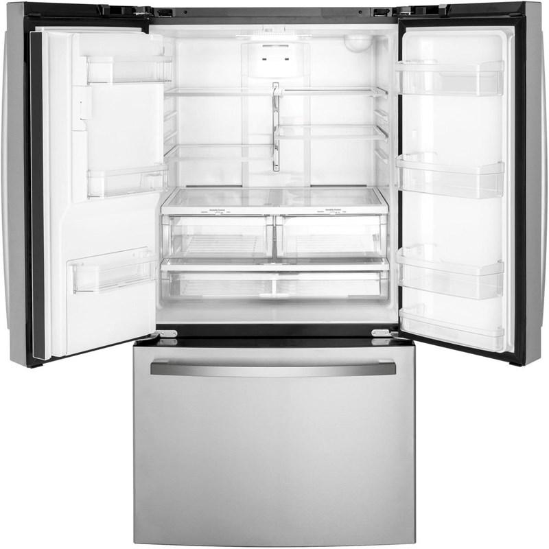 36-inch, 20.6 cu.ft. Counter-Depth French 3-Door Refrigerator with Exterior Ice Maker (GYE21JYMFS)
