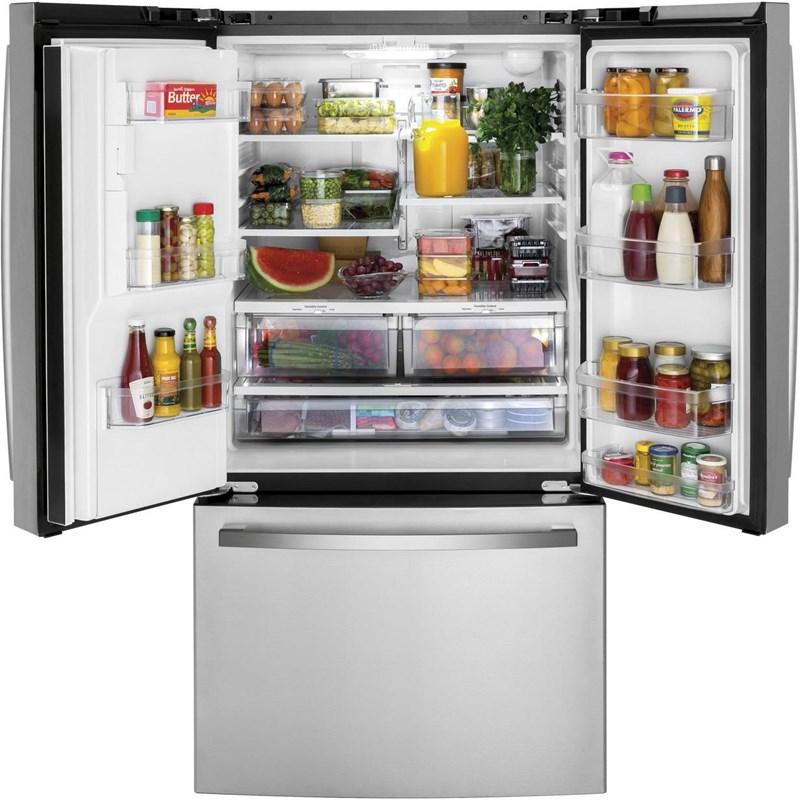 36-inch, 20.6 cu.ft. Counter-Depth French 3-Door Refrigerator with Exterior Ice Maker (GYE21JYMFS)