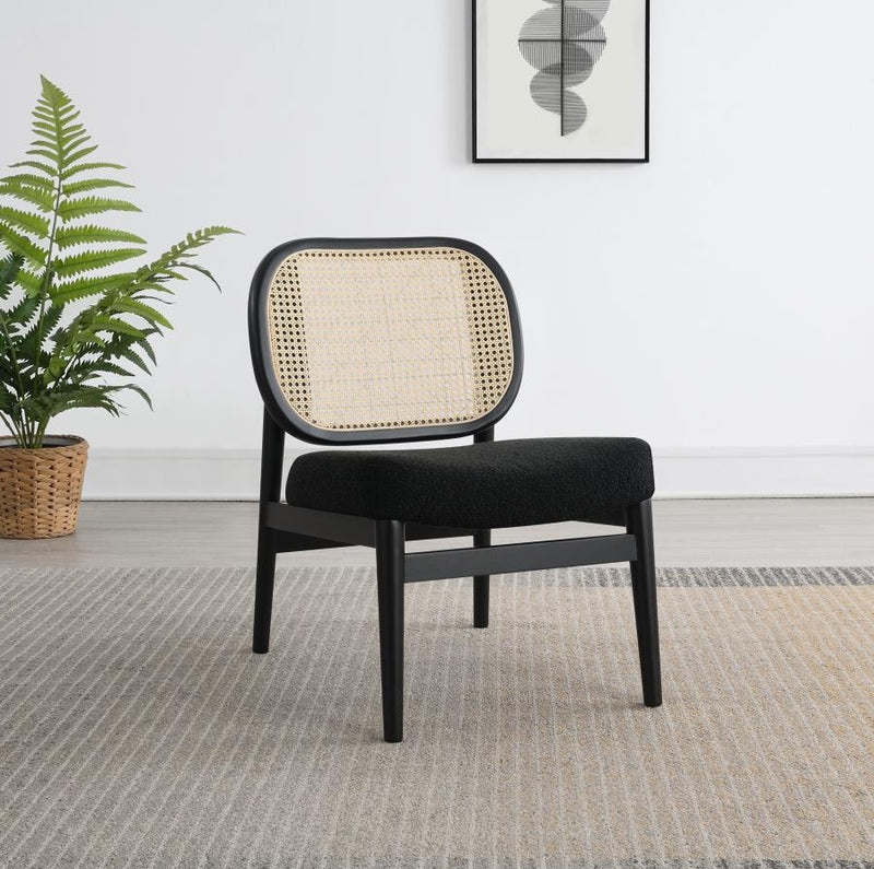 Rayo Rattan Cane Back Accent Chair with Padded Seat