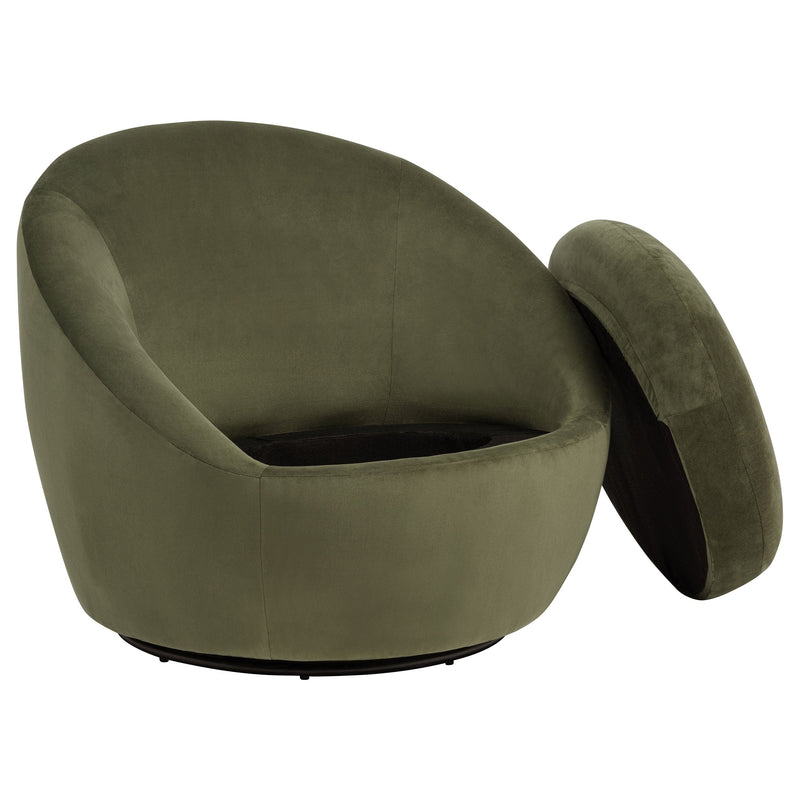 Myernick Velvet Upholstered Swivel Accent Chair Camel