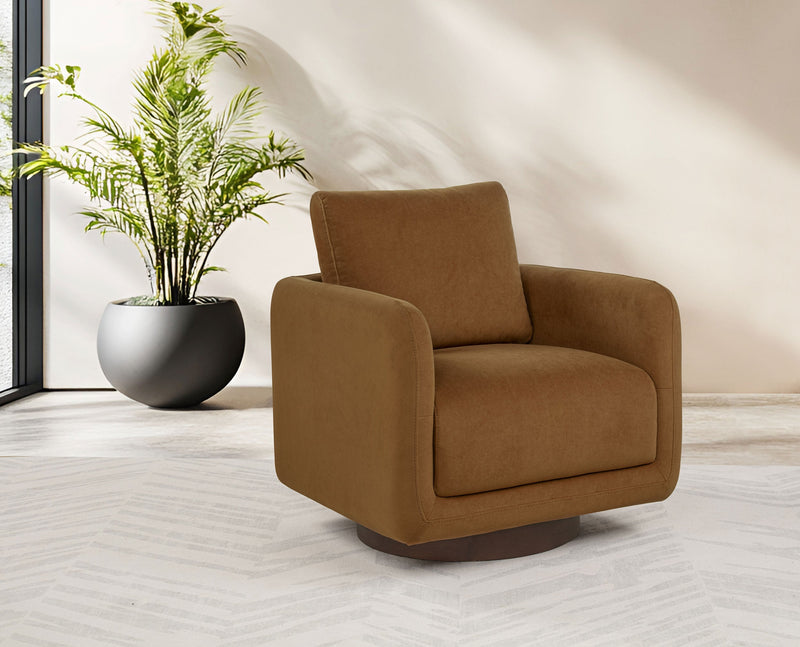 Iris Fabric Upholstered Swivel Accent Chair Ivory