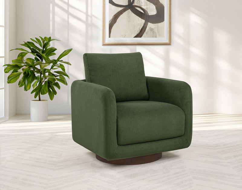 Iris Fabric Upholstered Swivel Accent Chair Ivory