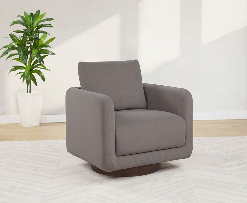 Iris Fabric Upholstered Swivel Accent Chair Ivory
