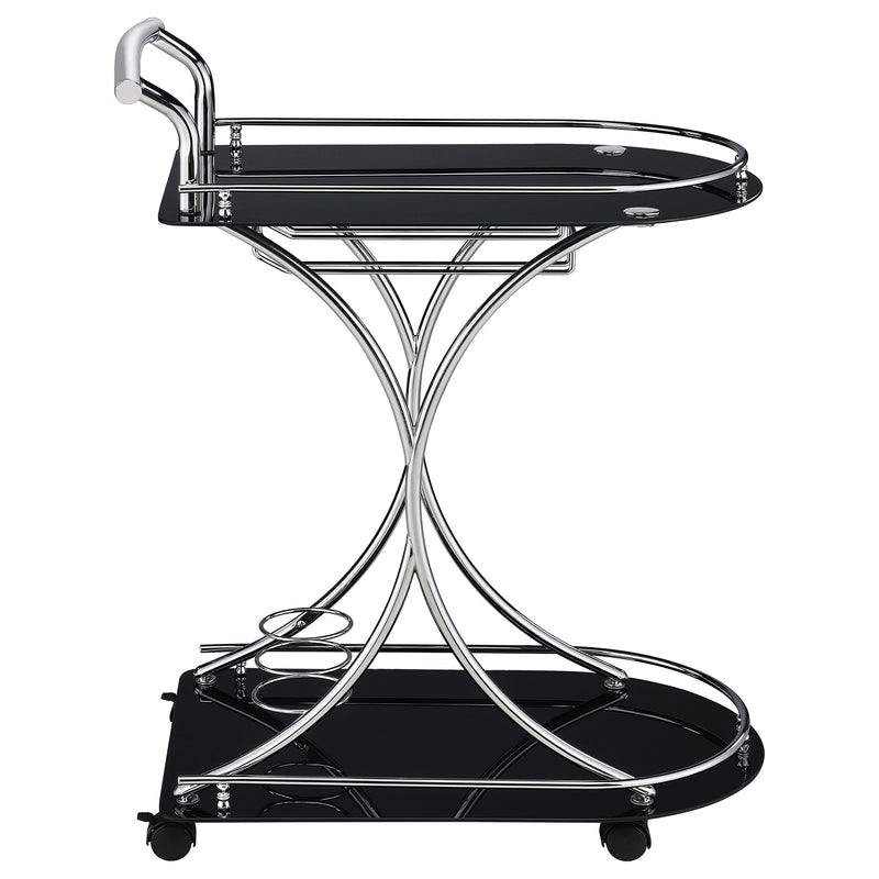 Elfman 2-tier Glass Shelf Metal Bar Cart