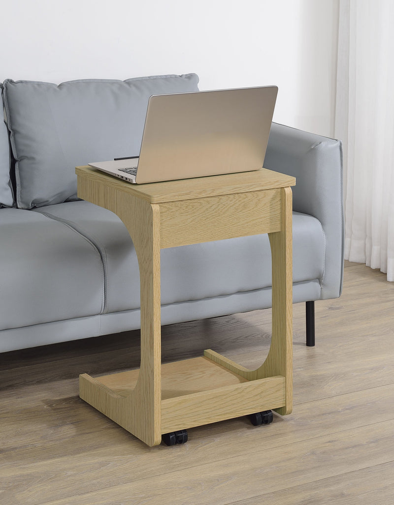 Ralston C-Shaped Lift-Top Sofa Side Table With Casters Black