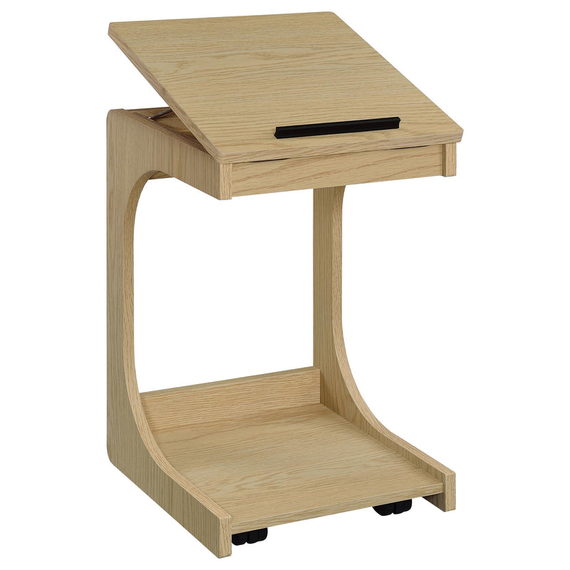 Ralston C-Shaped Lift-Top Sofa Side Table With Casters Black