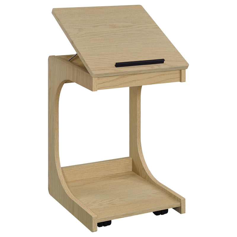 Ralston C-Shaped Lift-Top Sofa Side Table With Casters Black