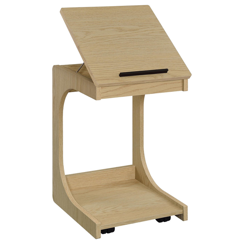 Ralston C-Shaped Lift-Top Sofa Side Table With Casters Black