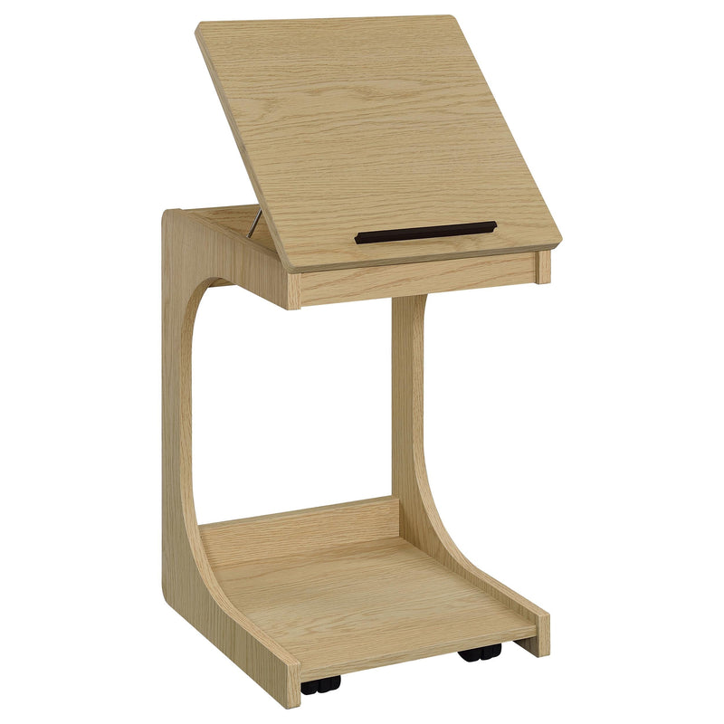 Ralston C-Shaped Lift-Top Sofa Side Table With Casters Black