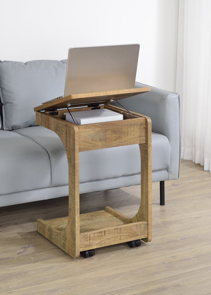 Ralston C-Shaped Lift-Top Sofa Side Table With Casters Black