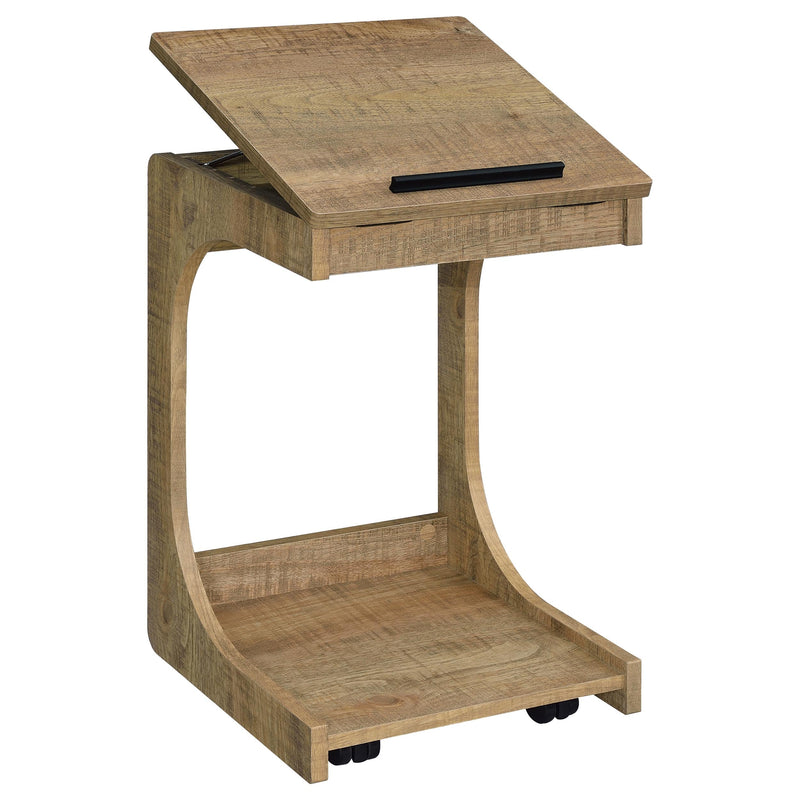 Ralston C-Shaped Lift-Top Sofa Side Table With Casters Black