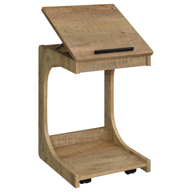Ralston C-Shaped Lift-Top Sofa Side Table With Casters Black