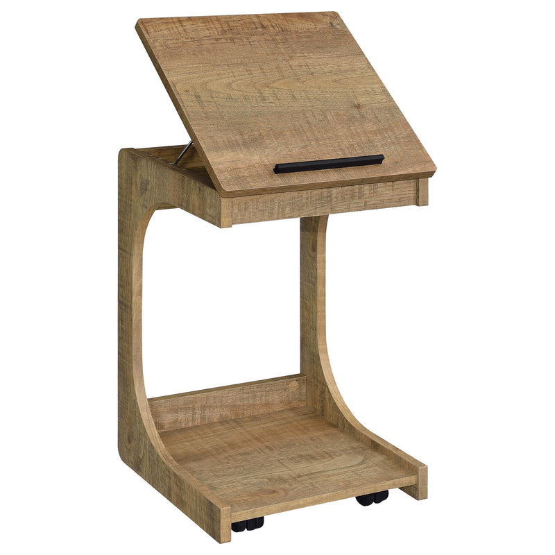 Ralston C-Shaped Lift-Top Sofa Side Table With Casters Black
