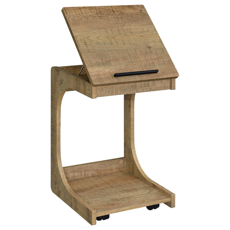 Ralston C-Shaped Lift-Top Sofa Side Table With Casters Black