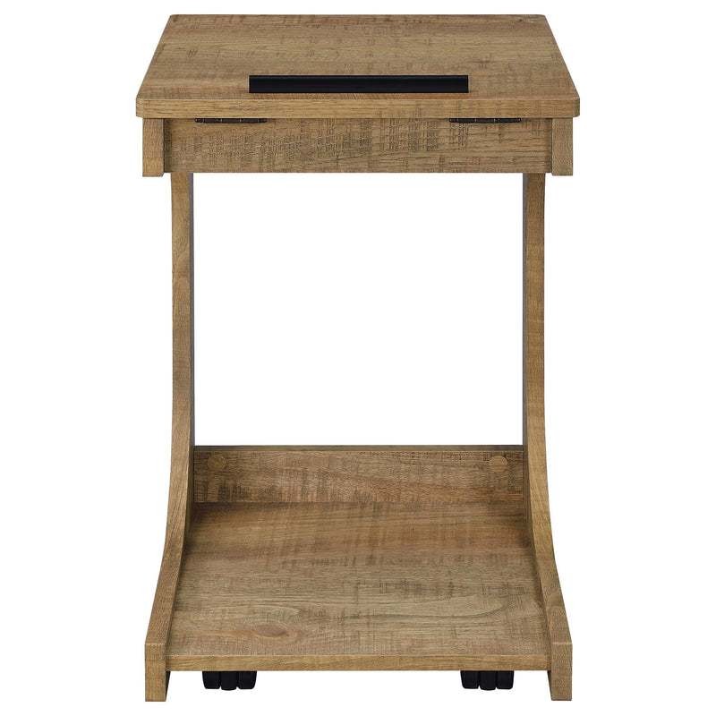 Ralston C-Shaped Lift-Top Sofa Side Table With Casters Black