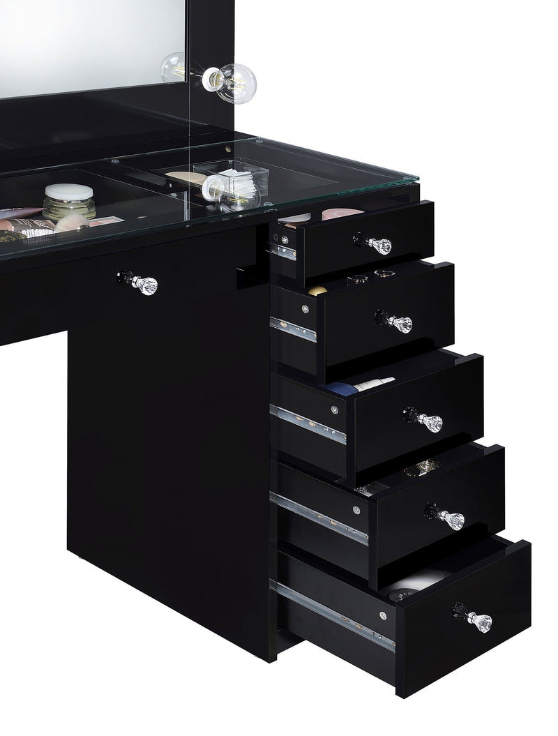 Acena 7-drawer Vanity Set with ing High Gloss
