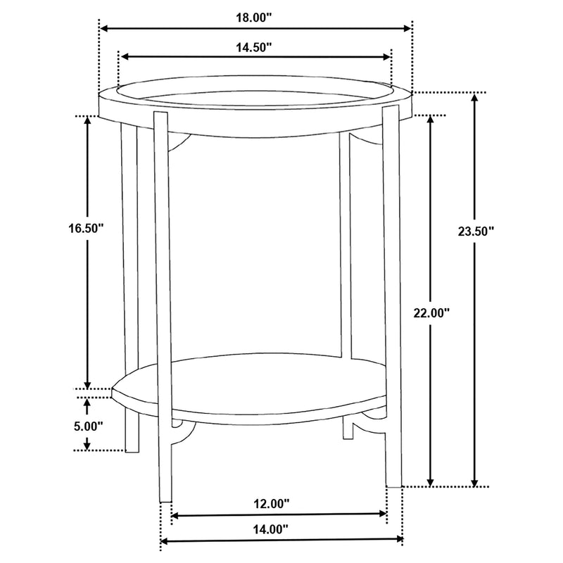 Adhvik Round End Side Table Marble Shelf Natural and Black