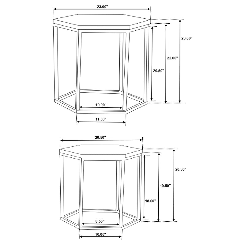 Adger 2-piece Hexagonal Nesting Tables Natural and Black