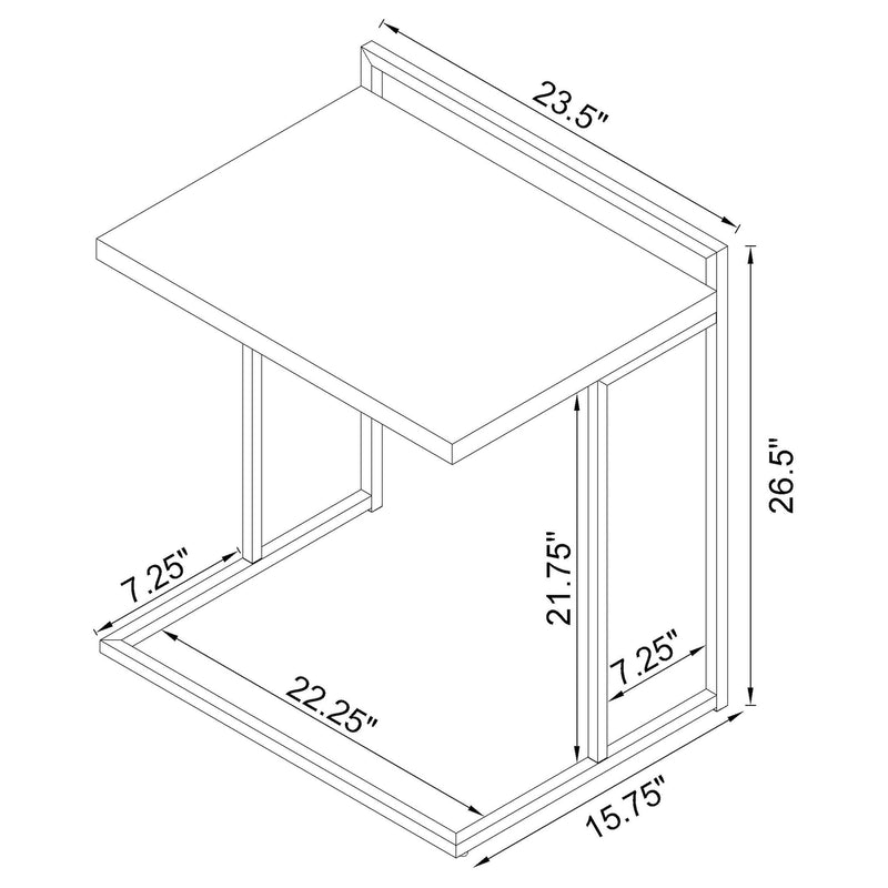 Dani Rectangular C-Shaped Sofa Side Table High Gloss