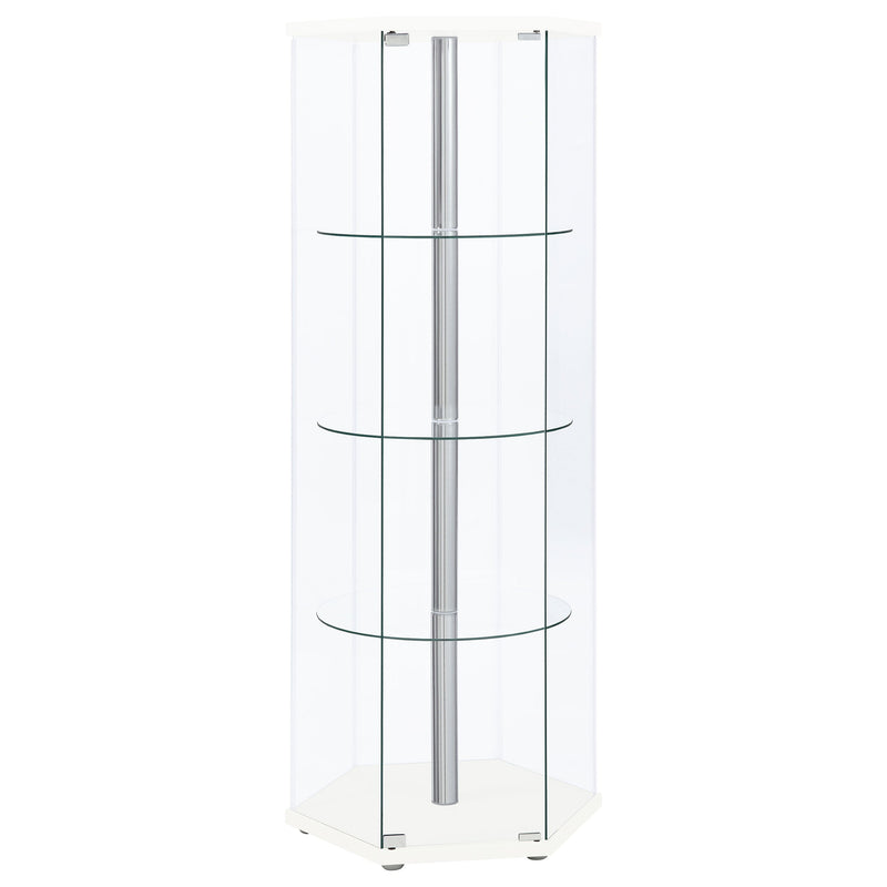 Zahavah 4-shelf Hexagonal Clear Glass Curio Cabinet