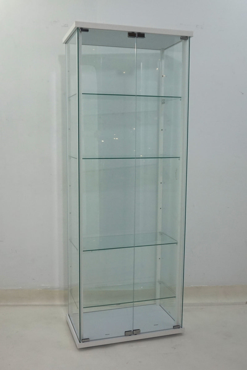 Delphinium 4-Shelf Clear Glass Curio Display Cabinet White