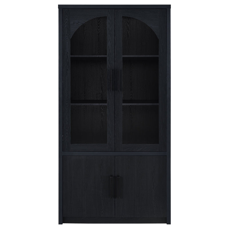 Riva 4-door Tall Accent Display Cabinet LED Lighting Black