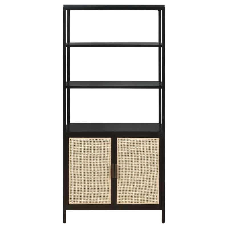 Amherst 3-shelf Radio Weave Cane Metal Accent Cabinet