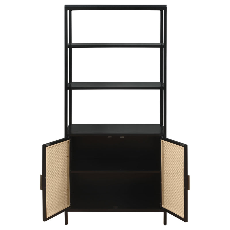 Amherst 3-shelf Radio Weave Cane Metal Accent Cabinet