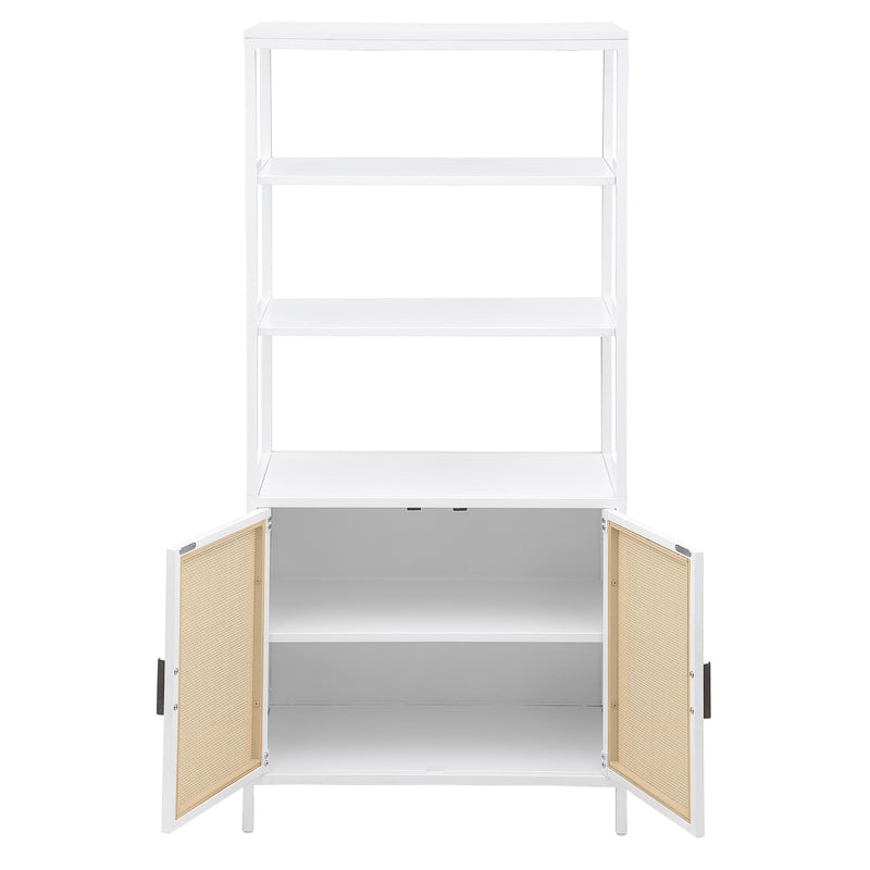 Amherst 3-shelf Radio Weave Cane Metal Accent Cabinet
