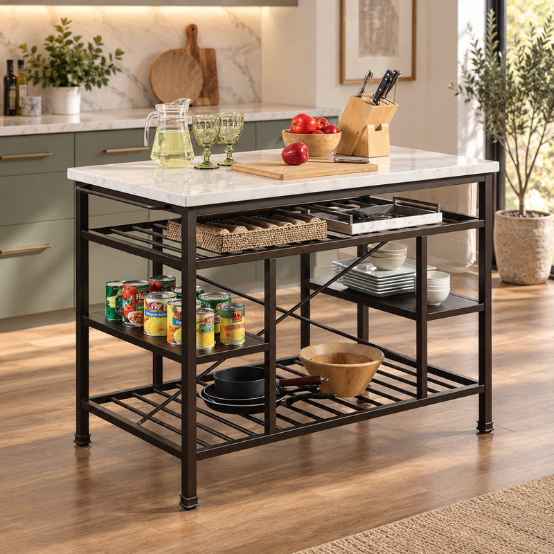 Lanzo Kitchen Island & Serving Cart