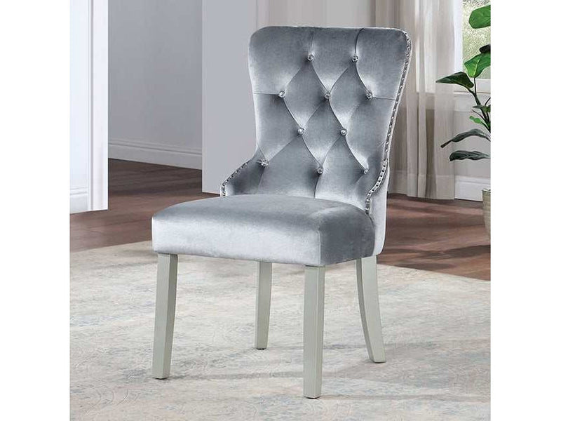 Adalia Silver/Dark Gray Wingback Chair (Set of 2)