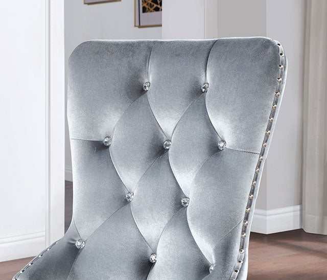 Adalia Silver/Dark Gray Wingback Chair (Set of 2)