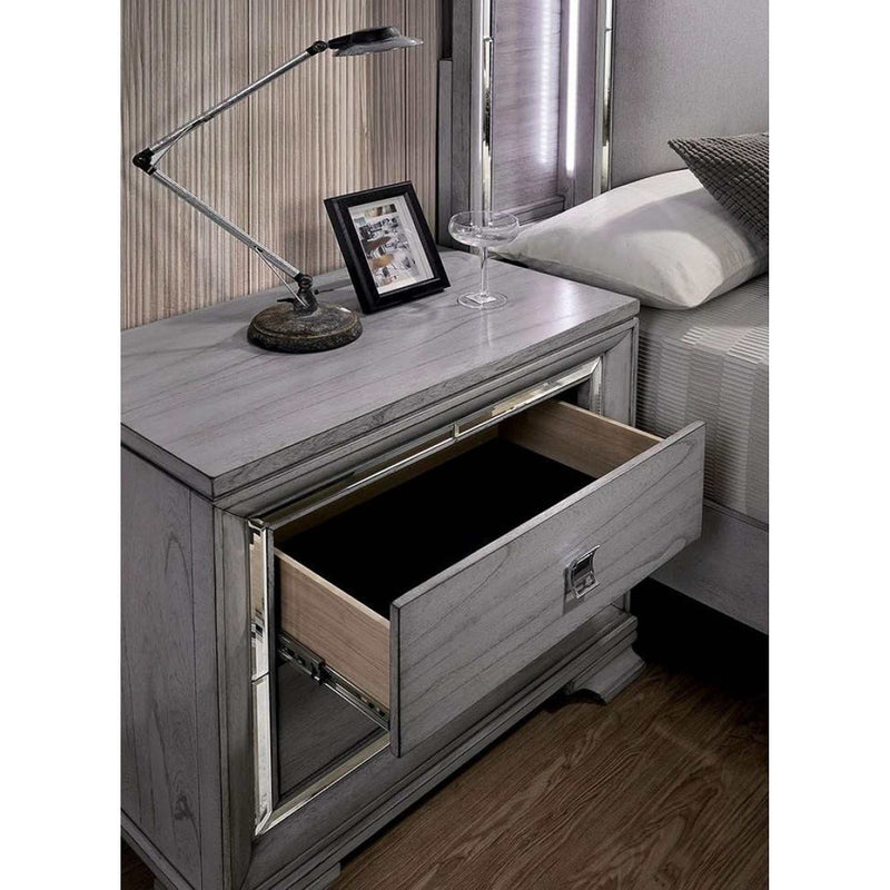 Alanis Gray 4pc Cal. King Bedroom Set w/ LED Light Trim