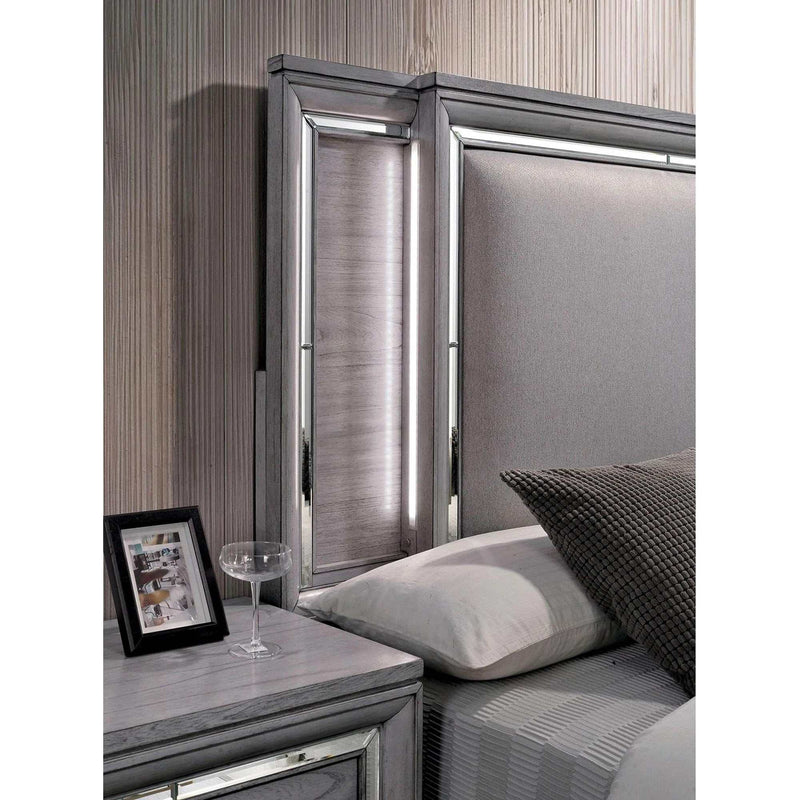 Alanis Gray Cal. King Bed w/ LED Light Trim