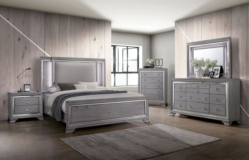 Alanis Light Gray 5 Pc. Queen Bedroom Set w/ 2NS