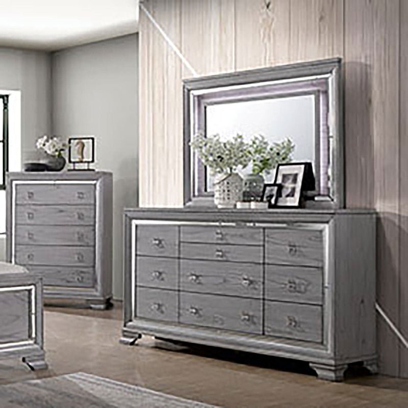 Alanis Light Gray 5 Pc. Queen Bedroom Set w/ 2NS