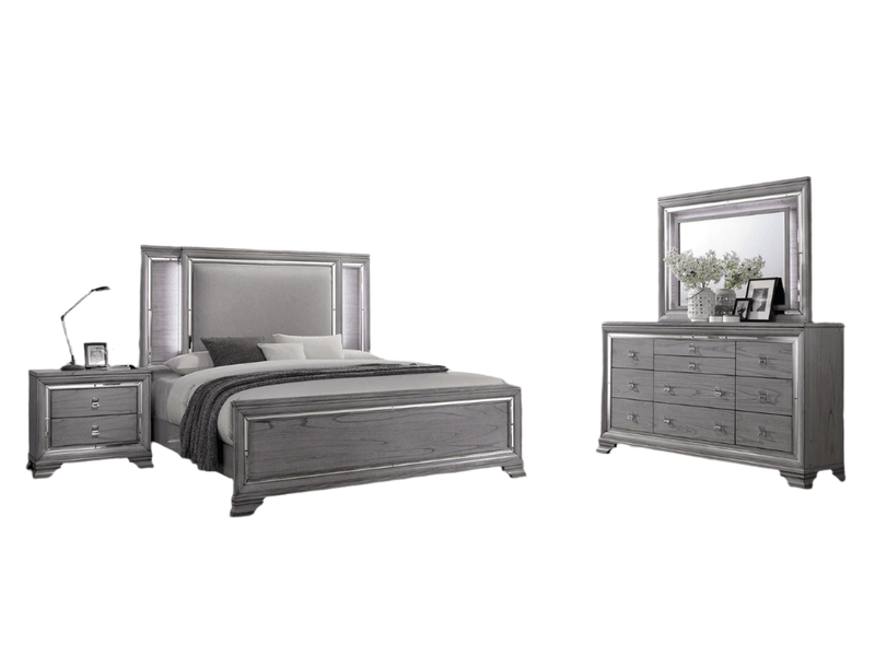 Alanis Light Gray 5 Pc. Queen Bedroom Set w/ 2NS