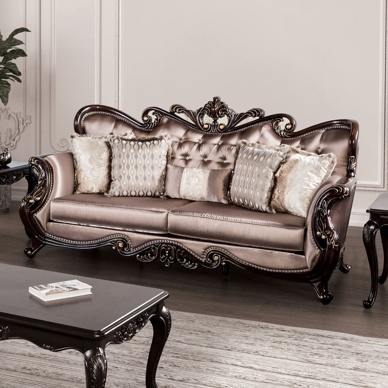Albacete Dark Cherry/Brown Sofa & Loveseat