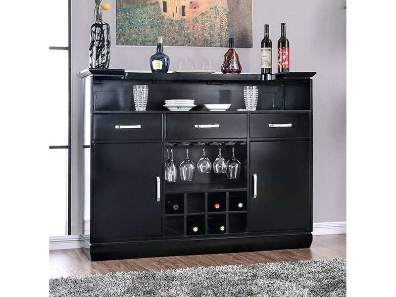 Alena Black/Silver Bar Table w/ LED Touch Light & Mirror