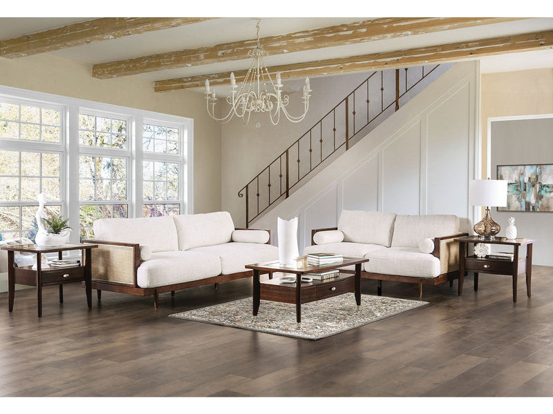 Alesund Beige/Walnut Sofa & Loveseat