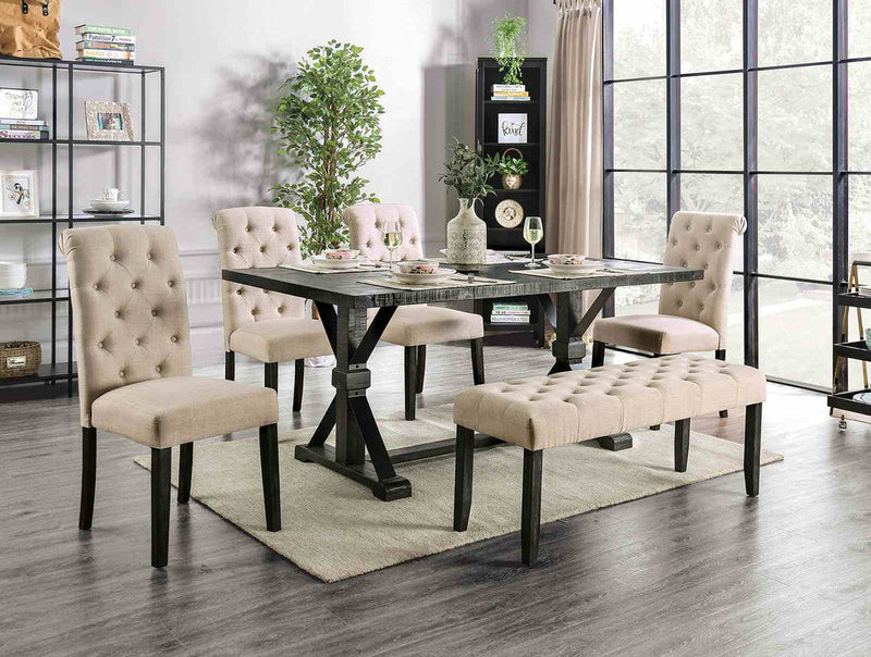 Alfred Antique Black 6 Pc. Dining Table Set w/ Bench