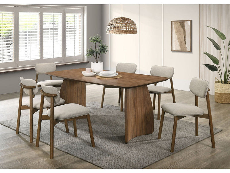 Alnwick Walnut/Beige 7 Pc. Dining Table Set