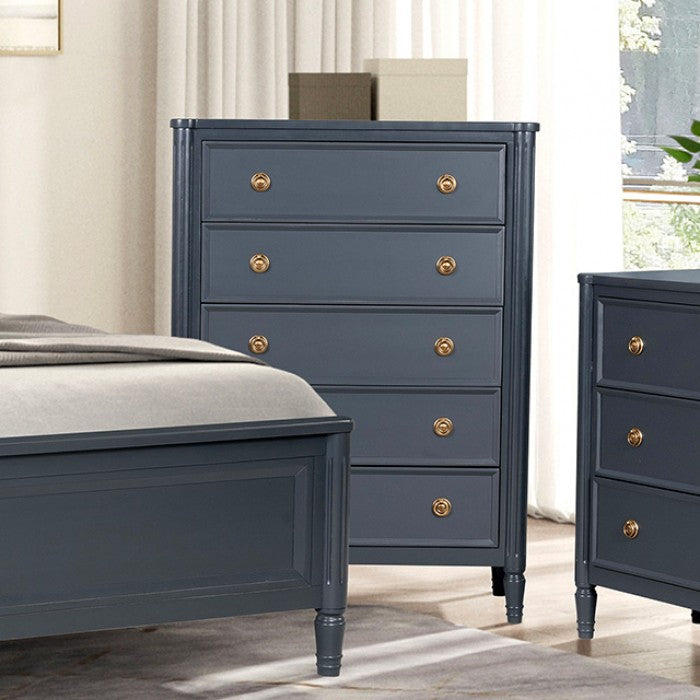 Altamira Malta Blue Queen 5 Piece Bedroom Set w/Chest (N2)