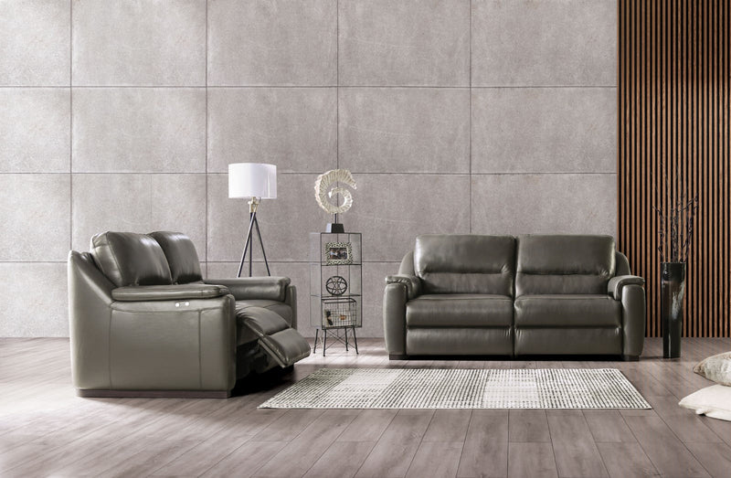 Altamura Gray Real Italian Leather Power Loveseat