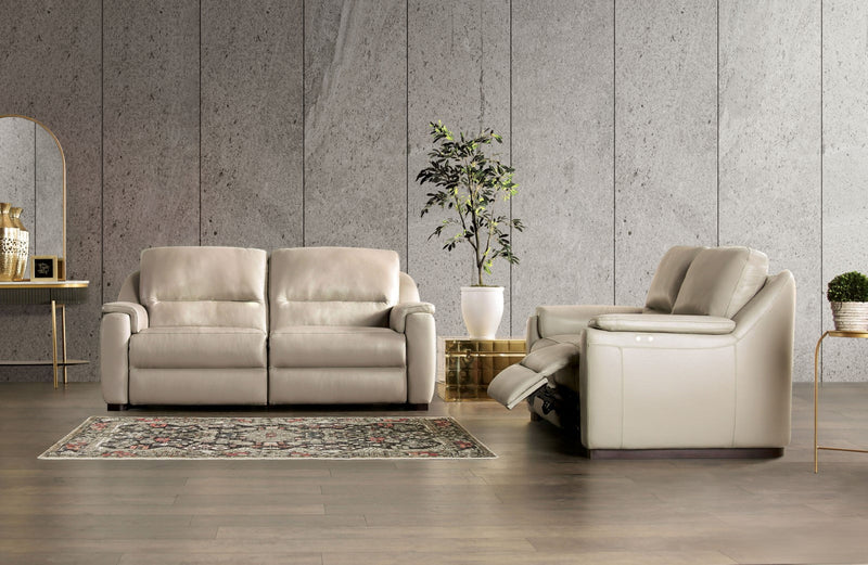 Altamura Taupe Real Italian Leather Power Loveseat