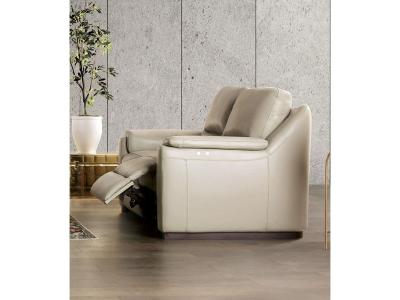 Altamura Taupe Real Italian Leather Power Reclining Sofa