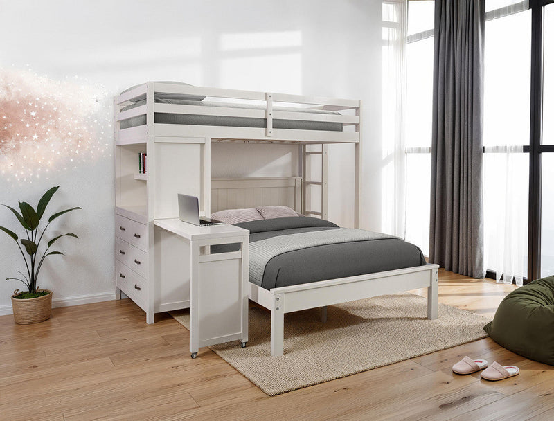 Aludra White Loft Bed w/ Full Bed