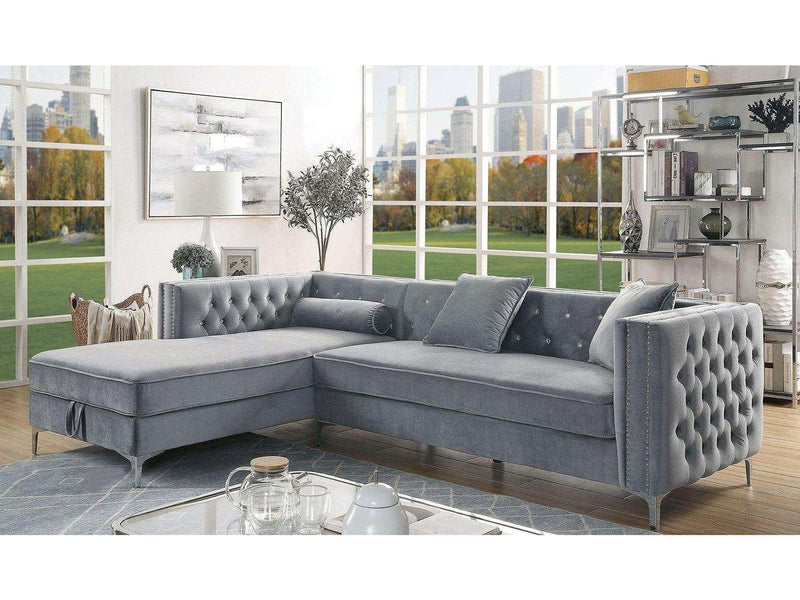 Amie Gray L Shape Sectional Sofa w/ Storage Chaise