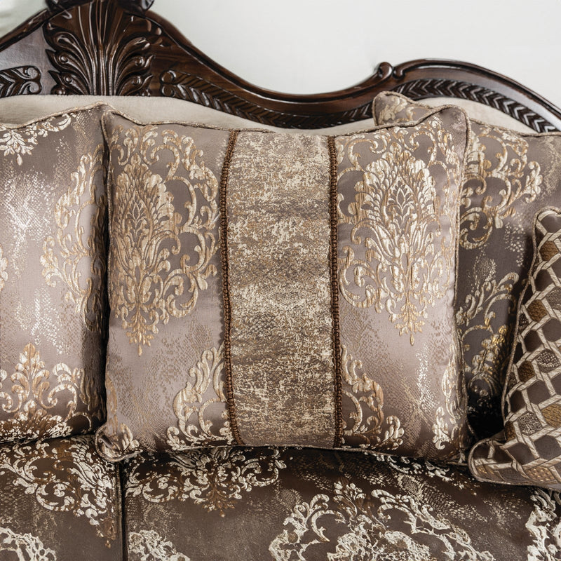 Andalusia Light Brown / Dark Cherry Upholstery Living Room Set