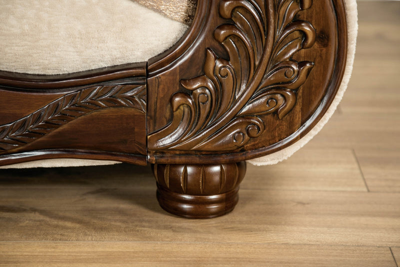Andalusia Light Brown / Dark Cherry Upholstery Living Room Set